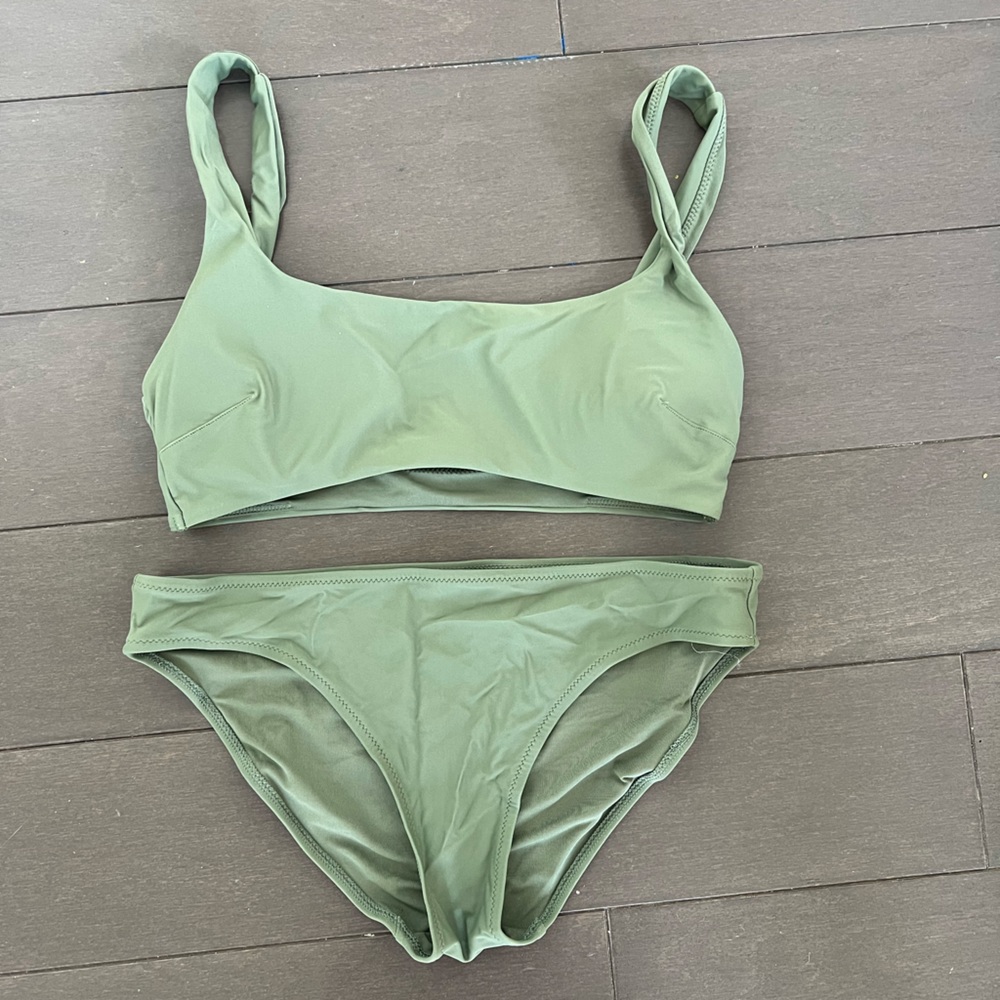 Aerie Hunter Green Scoop Bikini